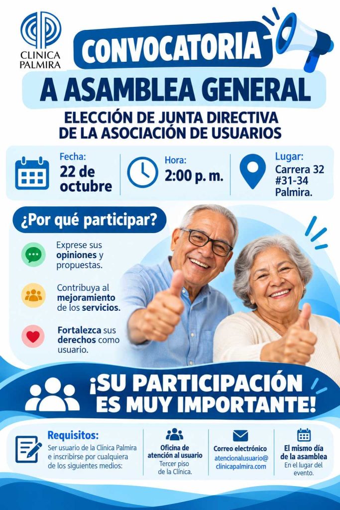 Convocatoria a la Asamblea General para la elección de la Junta Directiva de la Asociación de Usuarios.
